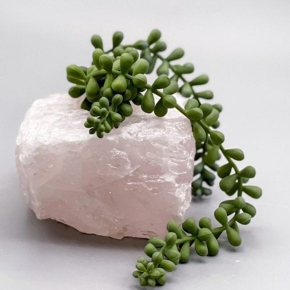 Crystal Candle Holder, Raw Rose Quartz, Stone Succulent Holder, Air-Plant Holder - Picture 5 of 8